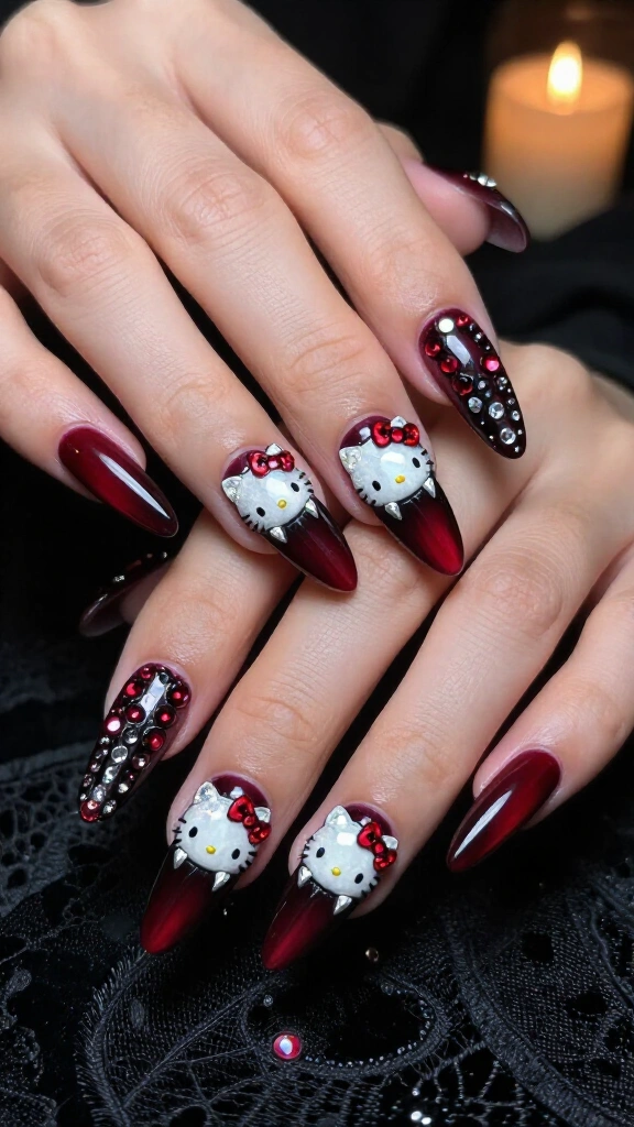 Vamp Kitty with Ruby Red Crystals