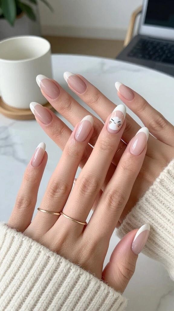 Peachy Boo Ghost French Tips