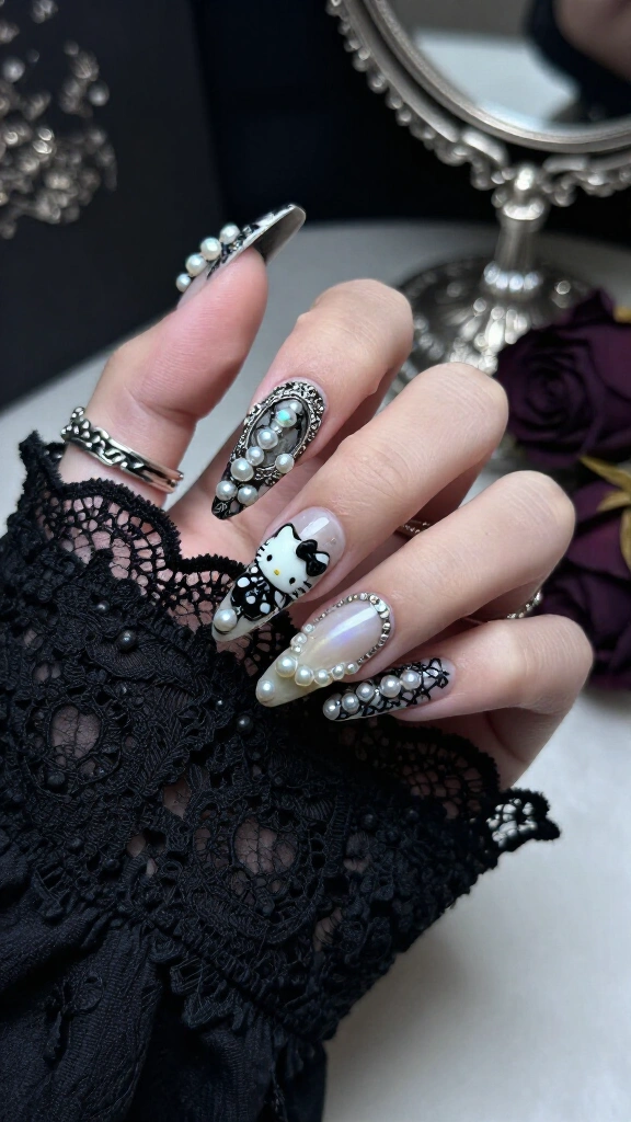 Pearl-Studded Gothic Lolita
