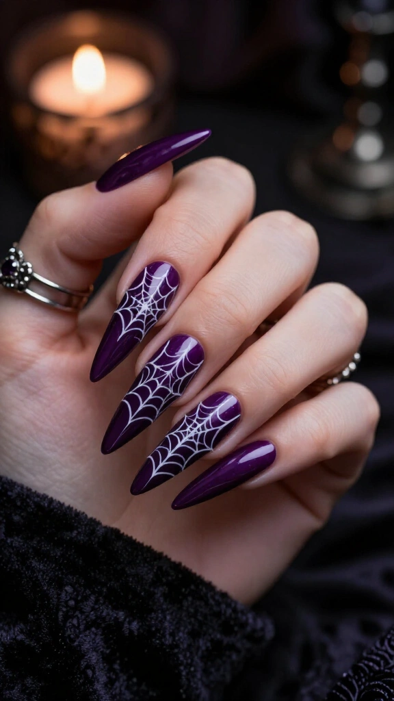 Deep Plum Spiderweb Stilettos
