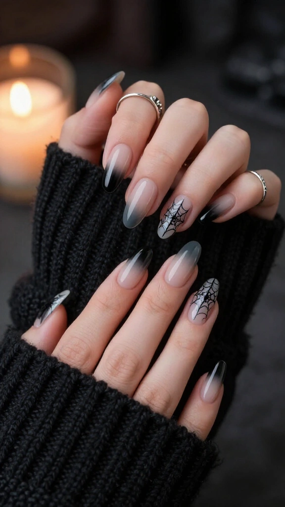 Sheer Spiderweb French Tips