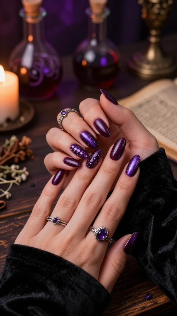 Hocus Pocus Plum Potion Nails