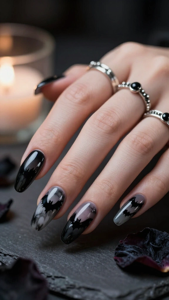 Smoky Black Jelly with Floating Bats