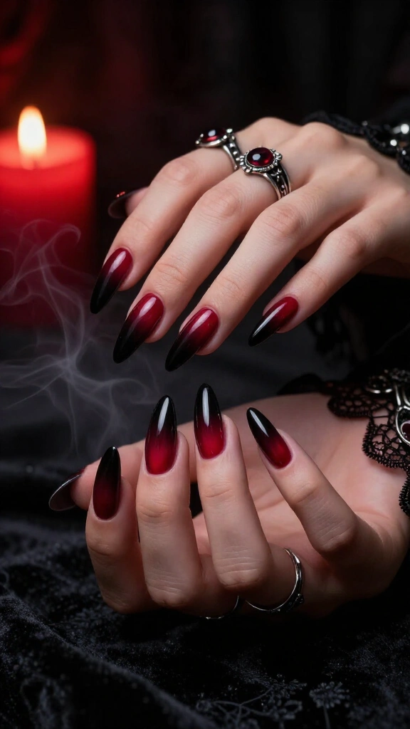 Ombré Vampire Smoke Nails