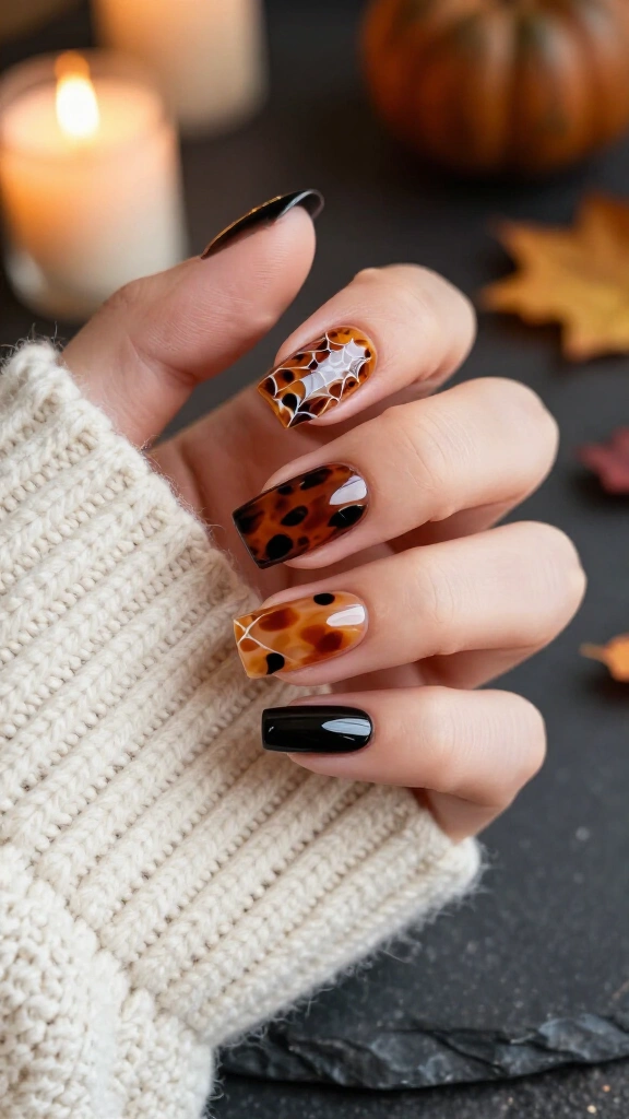 Tortoiseshell and spooky web combo