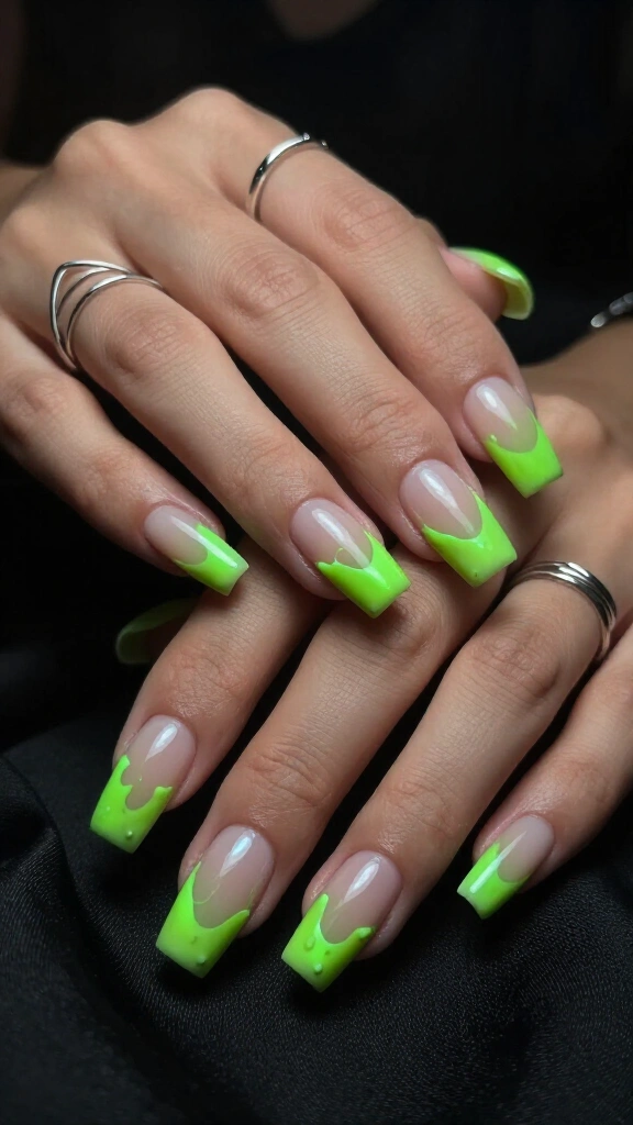 Slime green glow-in-the-dark accents