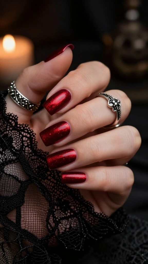 Blood-red velvet shimmer
