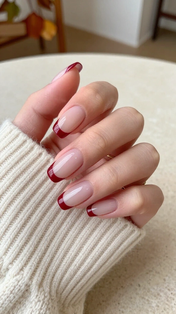 Blood Red Micro French Tips