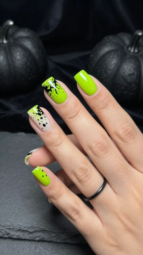 Neon lime and ink splatter