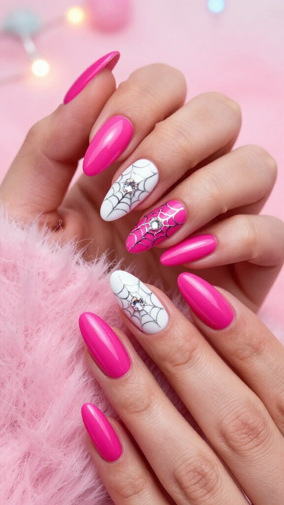 Hot Pink Spiderwebs and Rhinestones