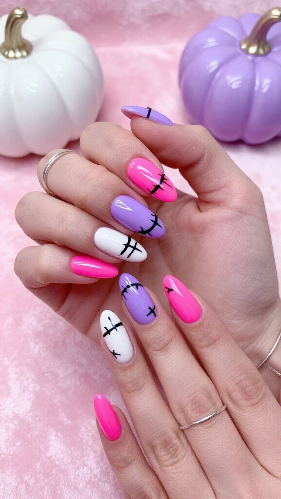 Neon Pink Frankenstein Stitches