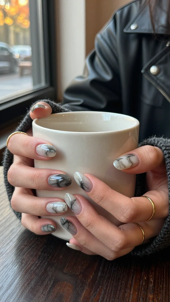 Smoked Quartz Marble Nails