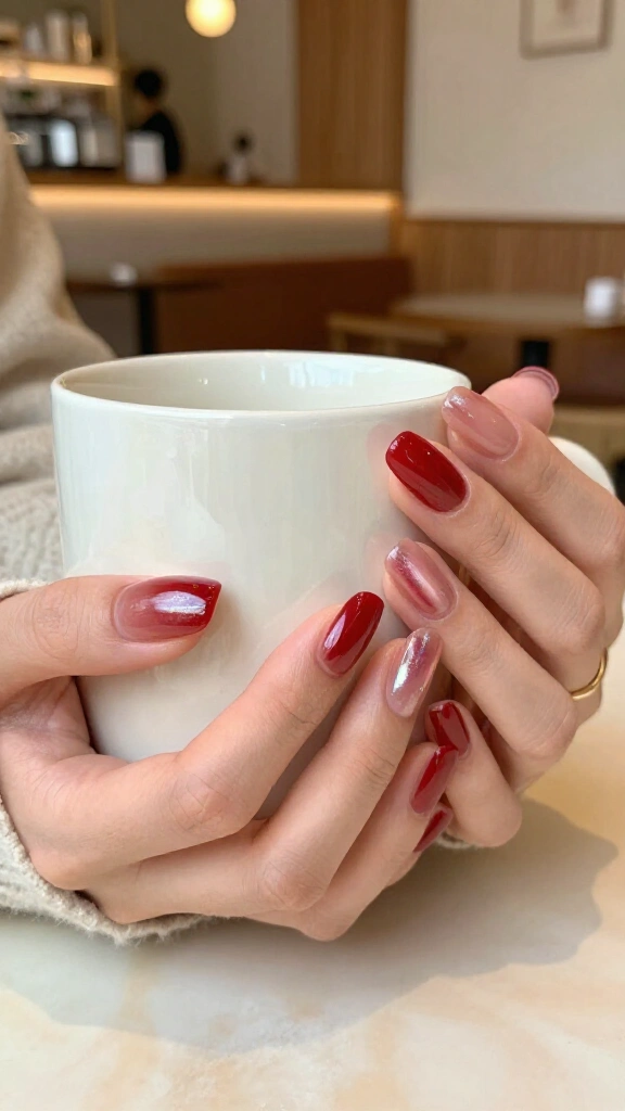 Blood-Red Glazed Donut Manicure