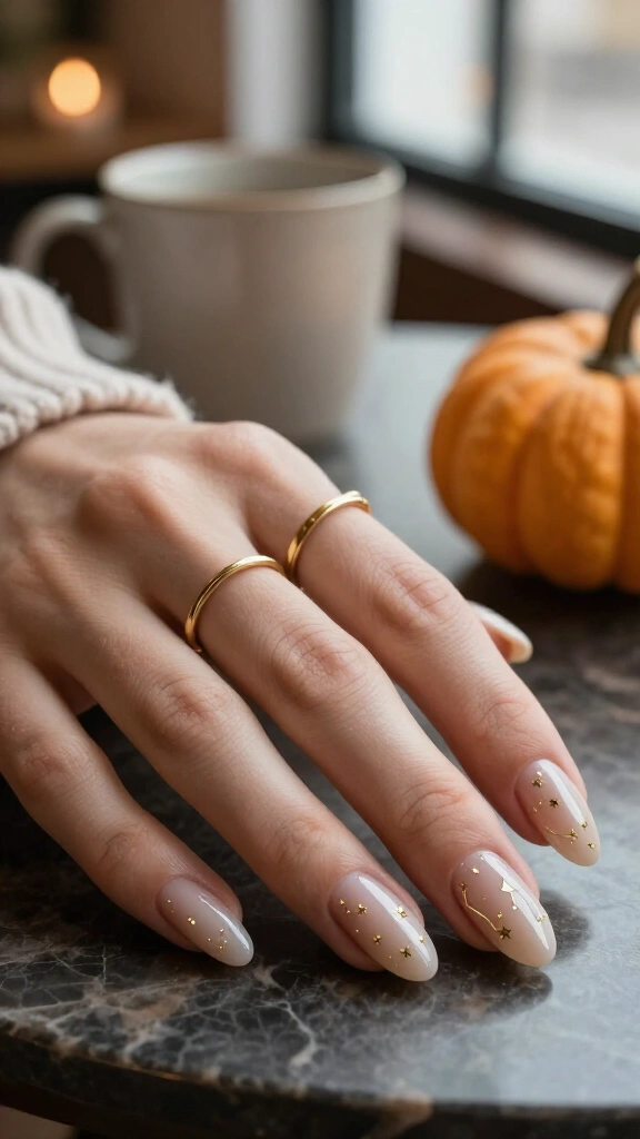 Gilded Constellation Almond Tips