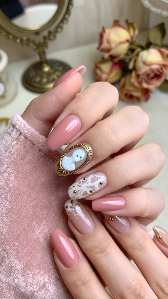 Vintage Pink Ghostly Cameo Portraits