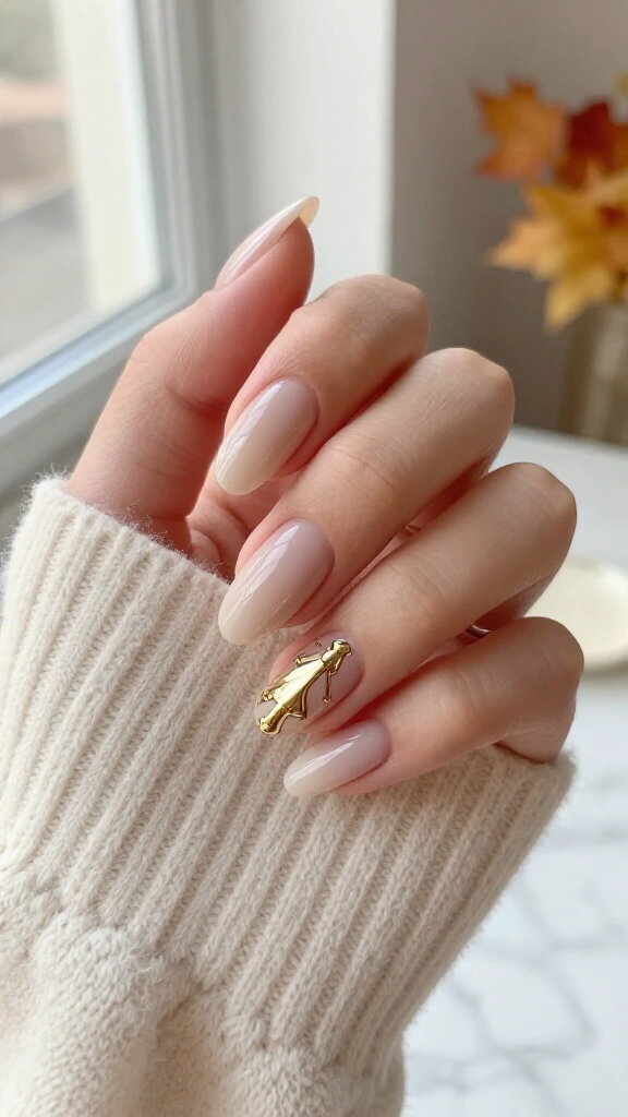 Gilded Skeleton Hands on Milky Nude