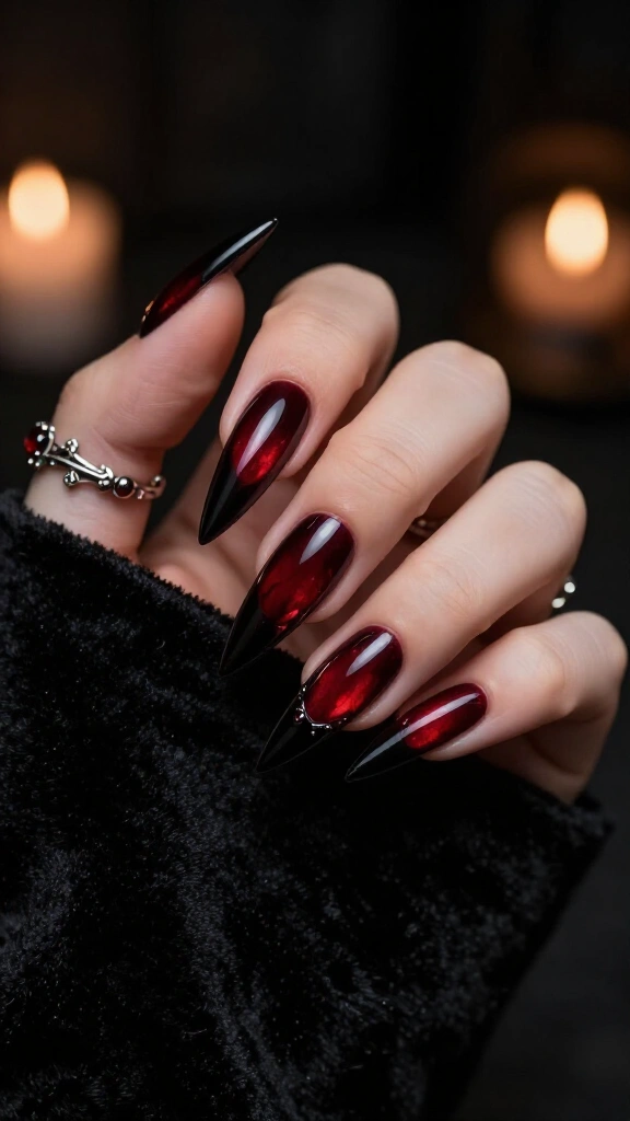 Vampy oxblood stiletto nails