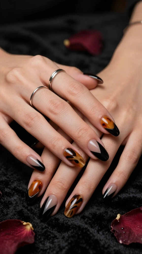 Tortoiseshell and negative space black blocks