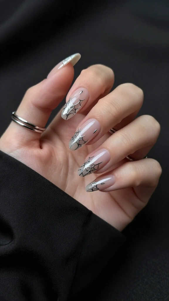 Spidery web filigree in platinum foil