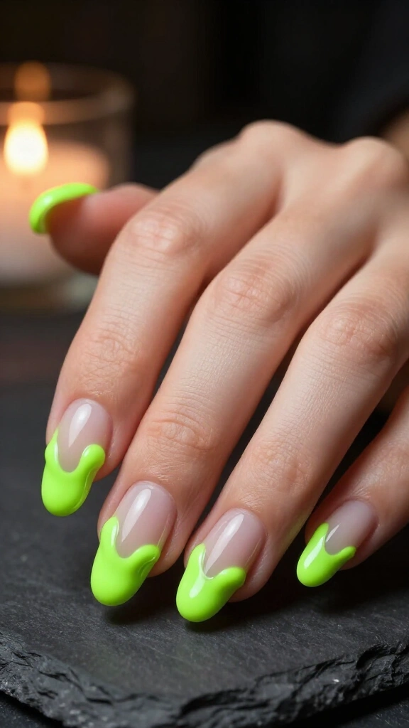 Slime Drip French Tips