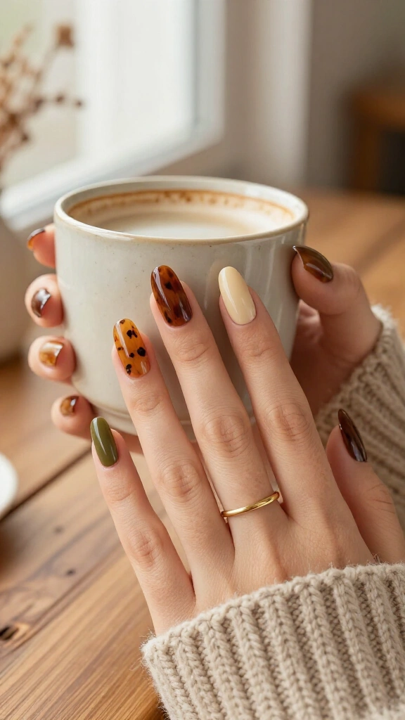 Tortoiseshell Accent Nails