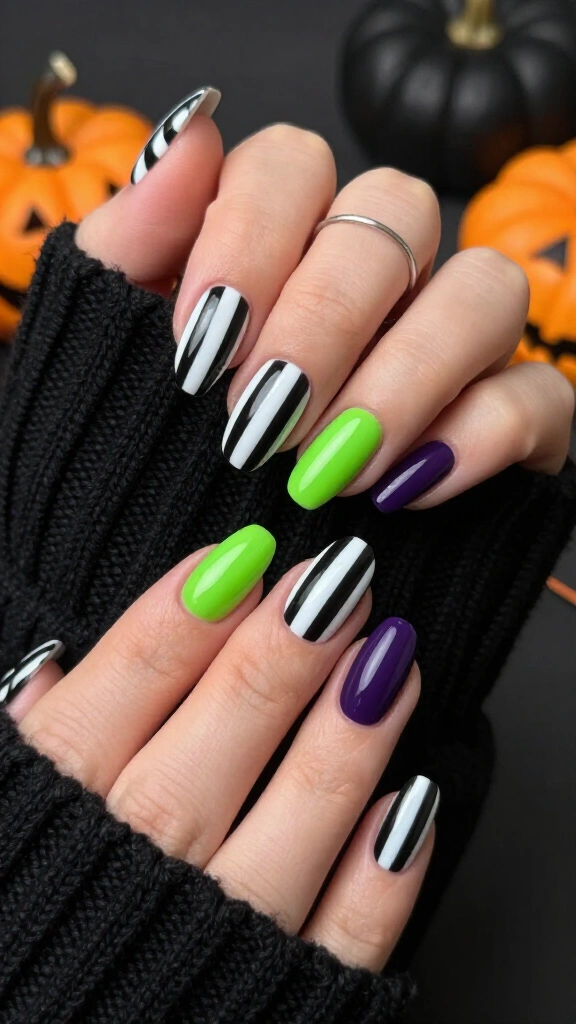 Mismatched Beetlejuice Stripes