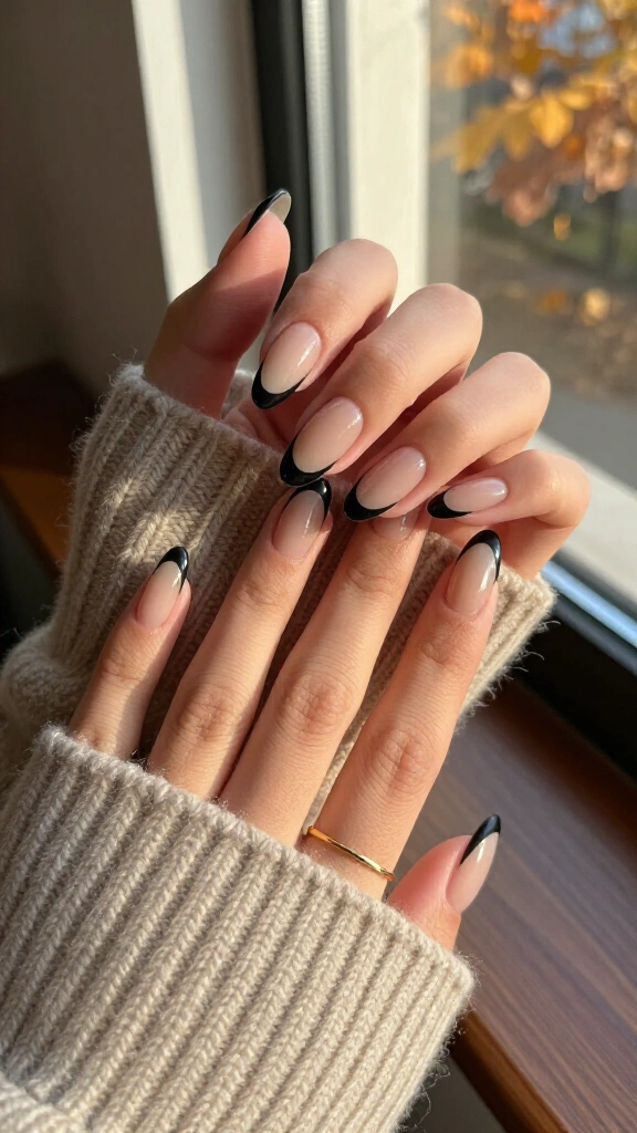 Micro French with Matte Black Tips