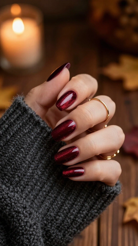 Deep Burgundy Velvet Cat-Eye