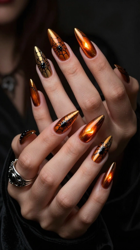 Spiderweb Stilettos with Amber Chrome Underlay