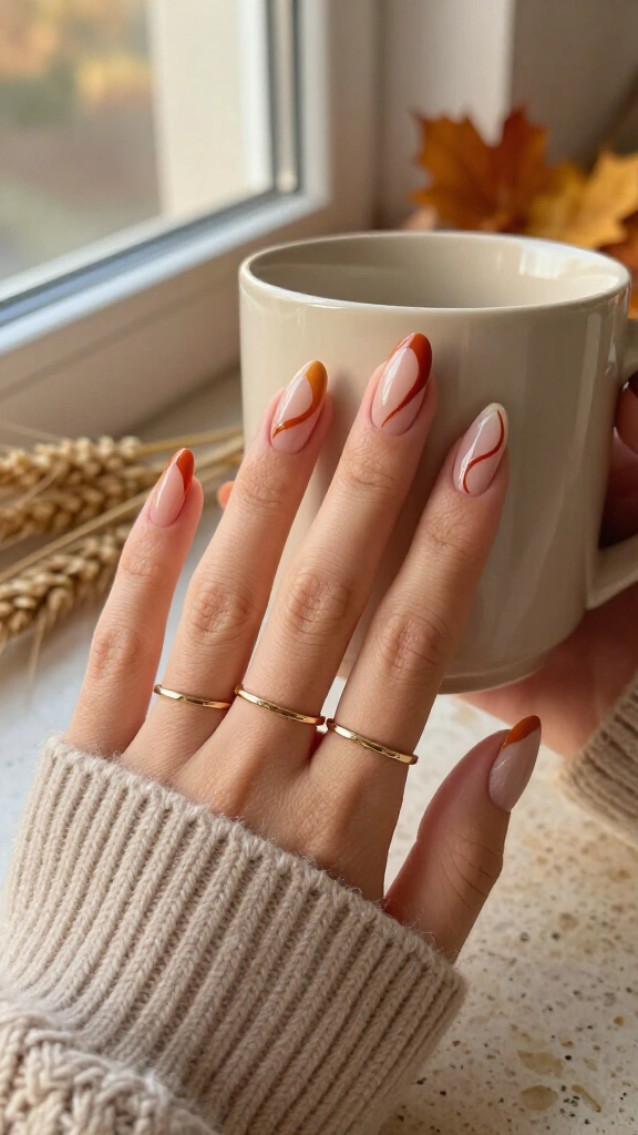 Muted Pumpkin Orange & Neutral Swirls