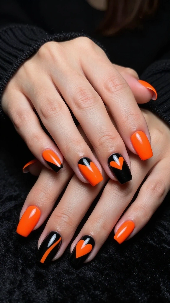 Striped Beetlejuice Vibes in Neon Tangerine and Ink