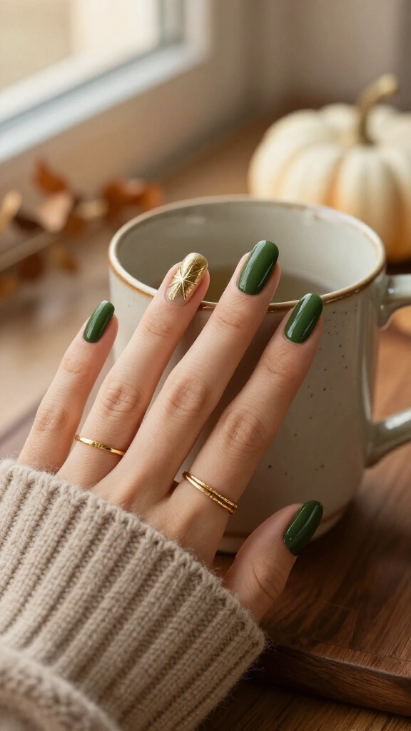 Olive Green with Gold Starbursts