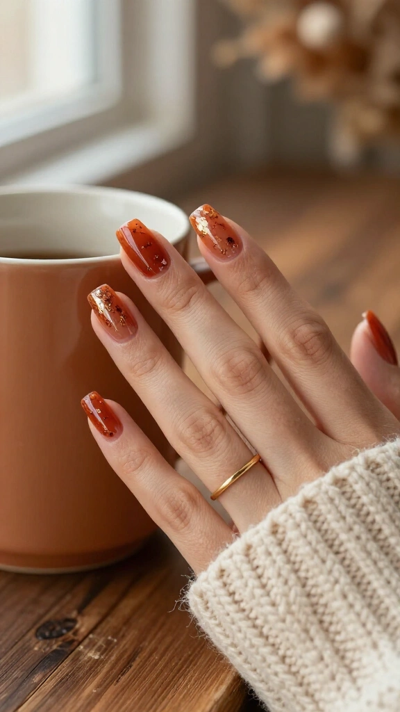 Sheer Terracotta Jelly with Foil Flakes