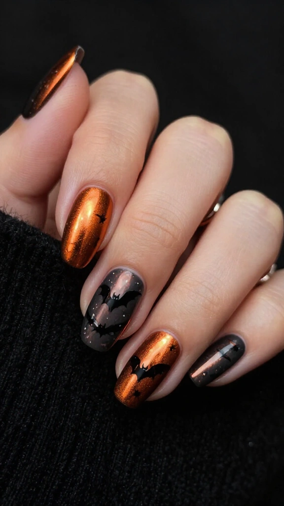 Chrome Orange Glaze Over Smudged Charcoal Stencils