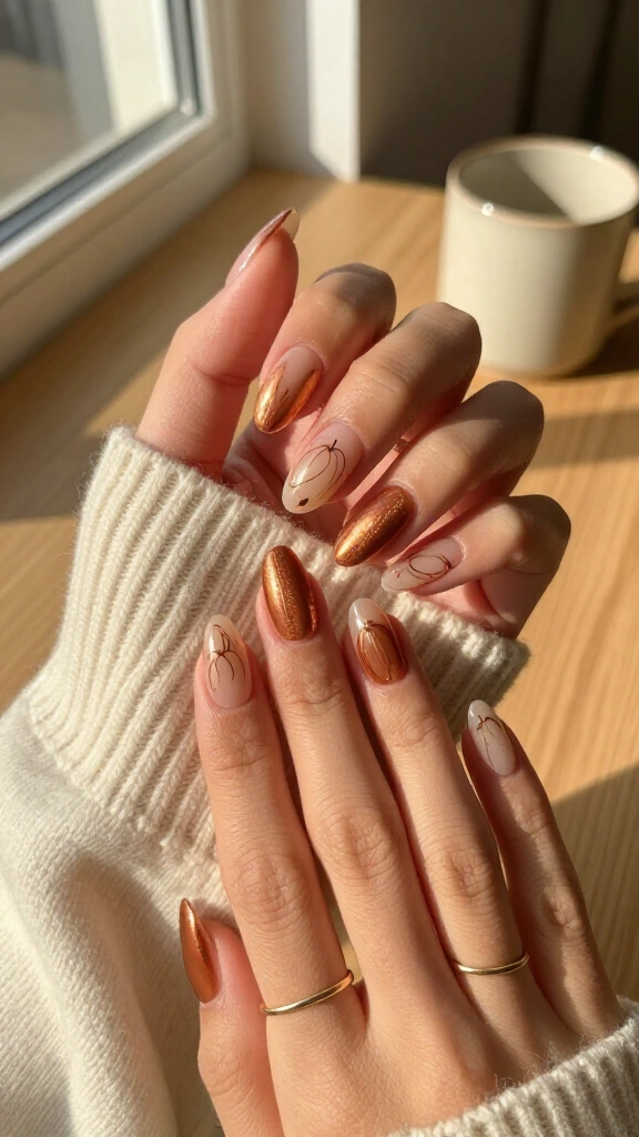 Metallic Copper Pumpkin Outlines