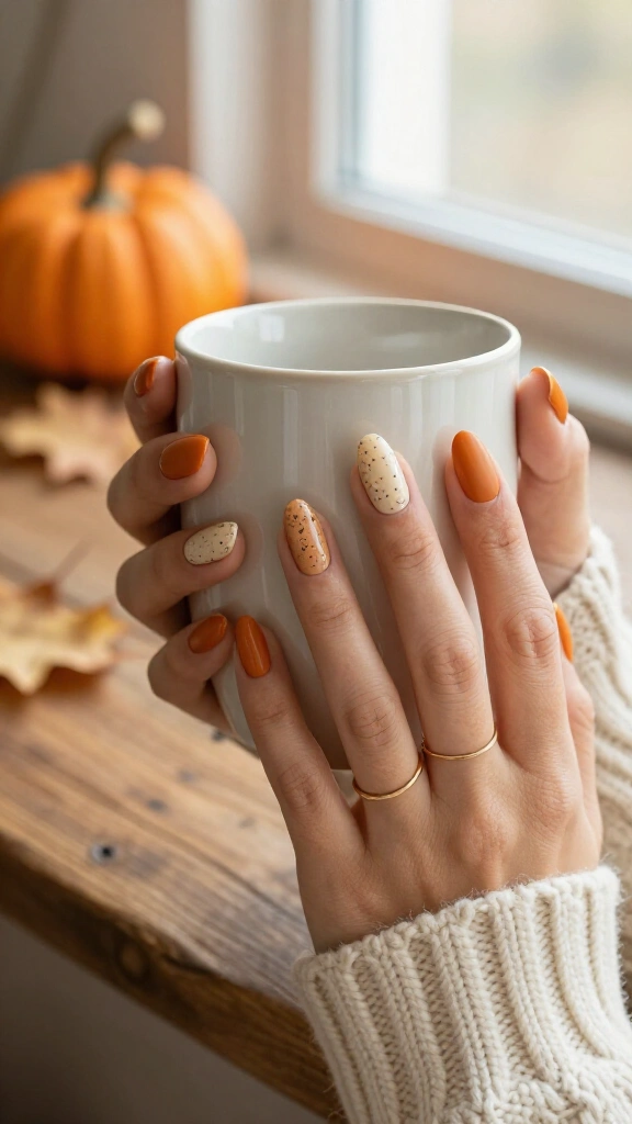 Speckled Pumpkin Latte Nails