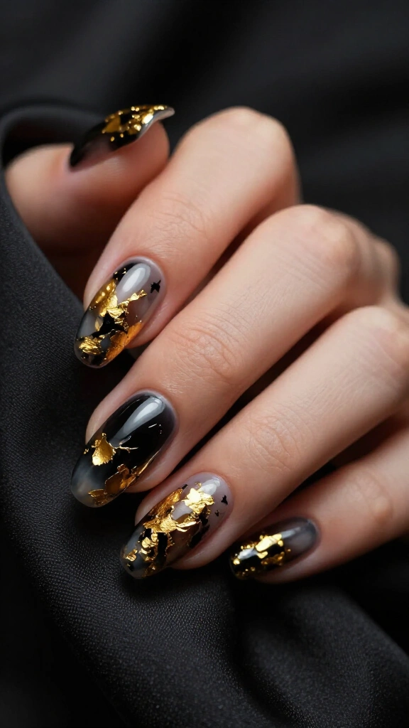 Sheer Smoked Glass & Gold Flakes