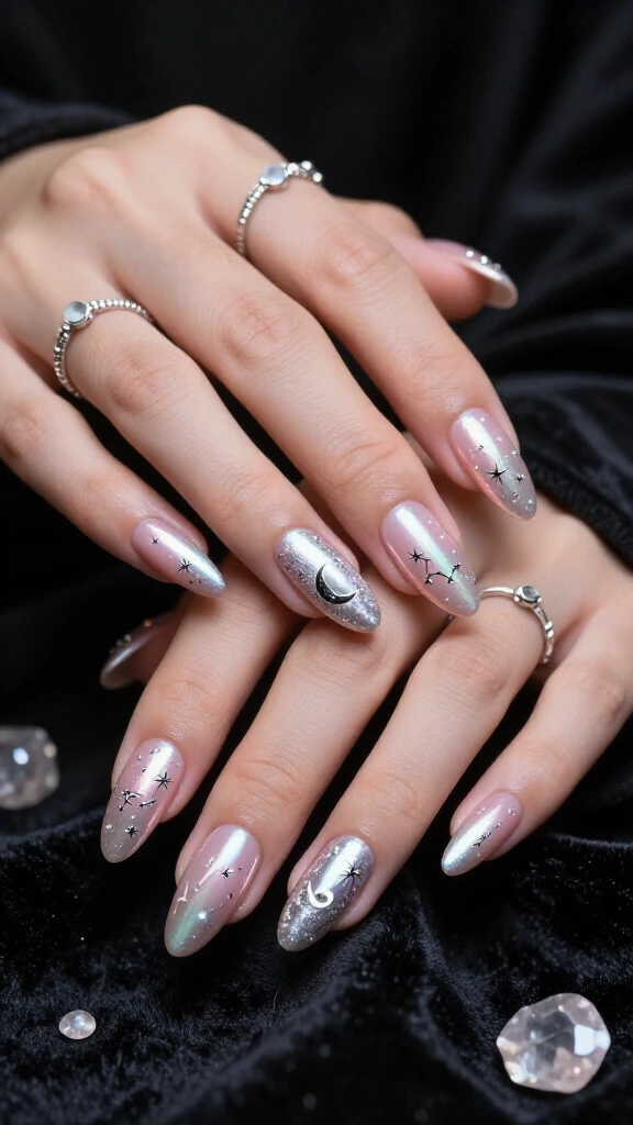 Metallic Pink Witchy Celestial Stars