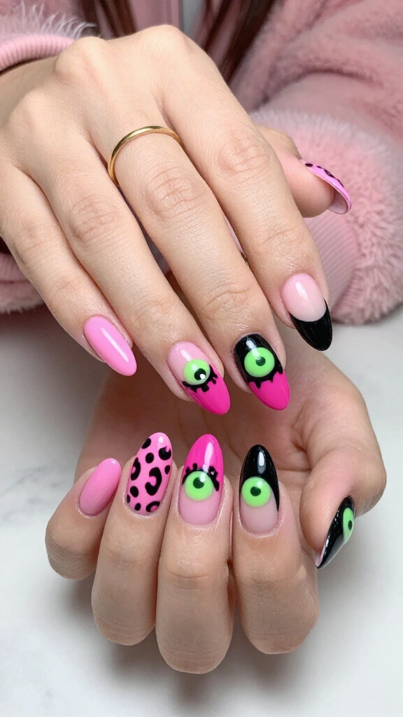 Barbiecore Pink Leopard with Creepy Eyes