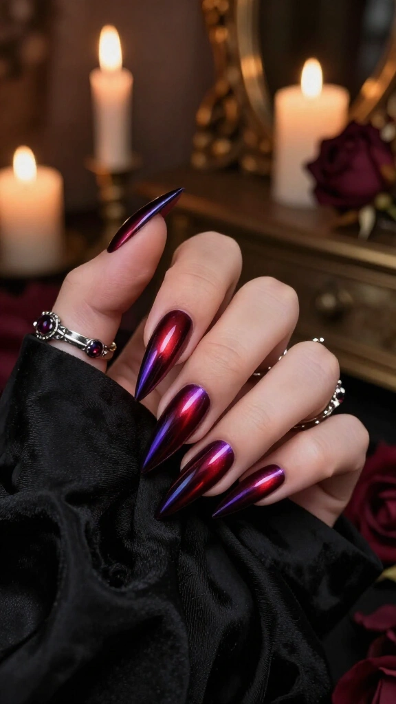 Burgundy Chrome Stiletto Magic