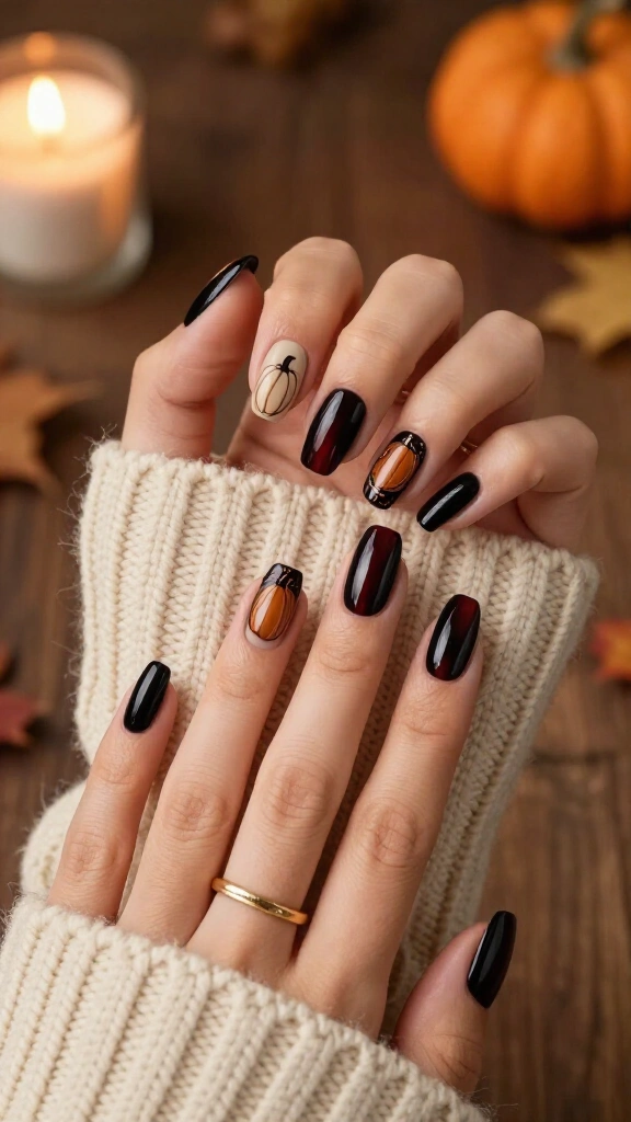Moody black cherry with hidden gourds