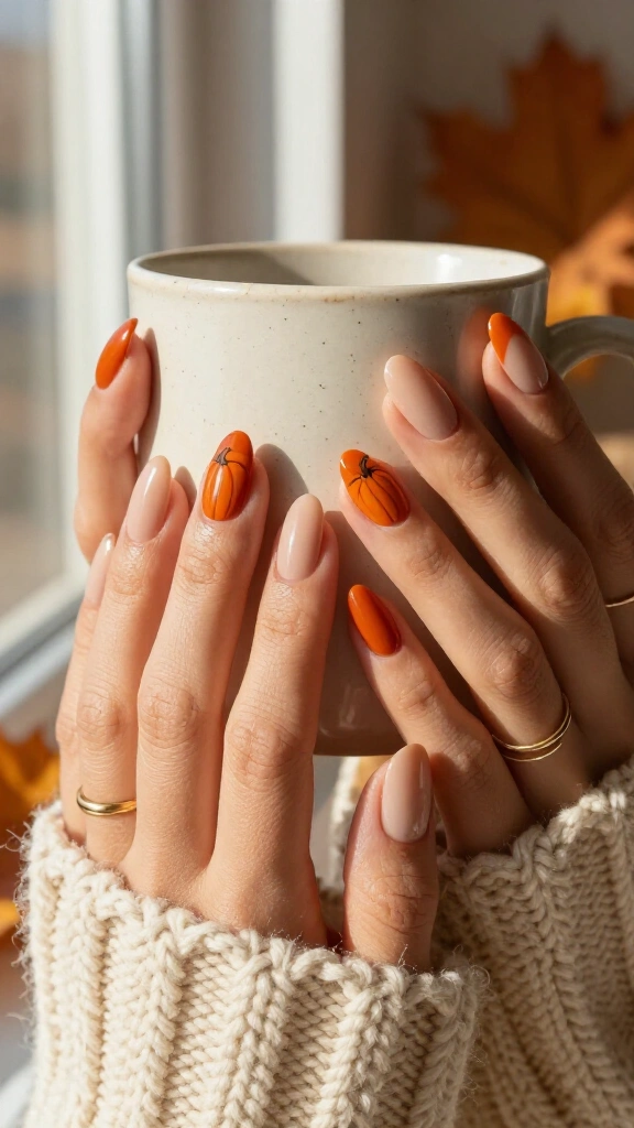 Negative space modern pumpkin half-moons