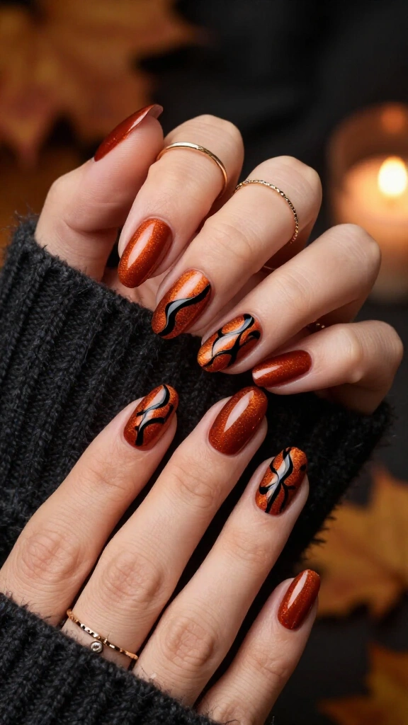 Velvet Finish Rust & Onyx Swirls