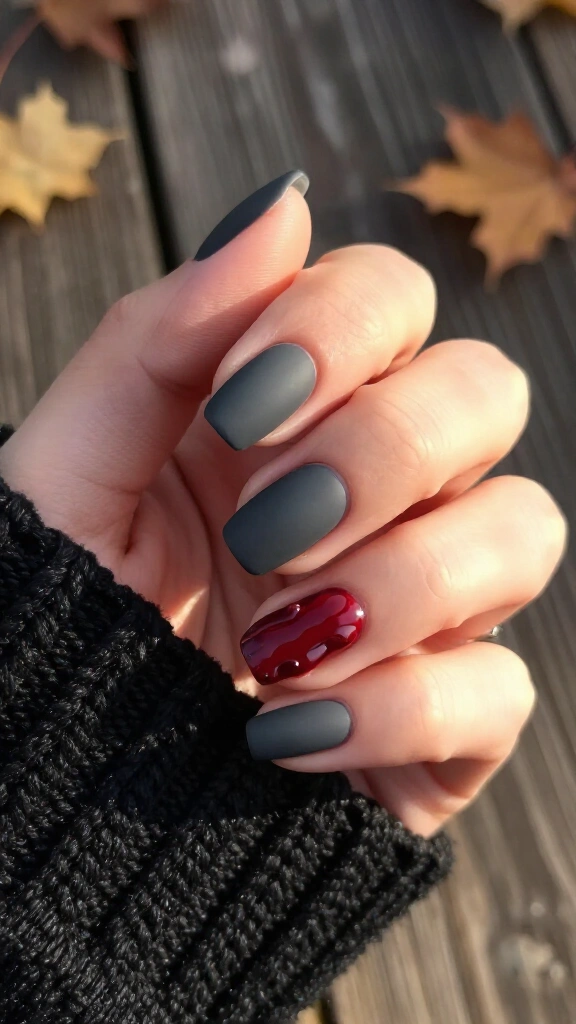 Matte Blood Drip Squoval Acrylics
