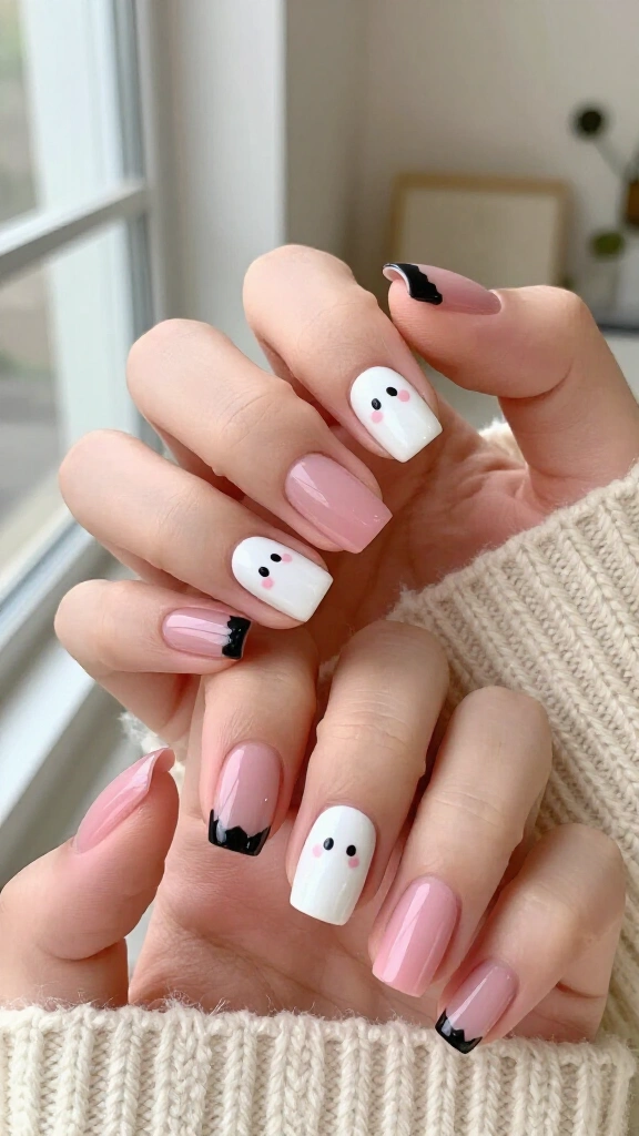 Pink & Black Boo-tiful Ghost Faces