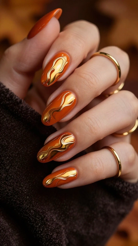 3D Molten Gold & Paprika Swirls