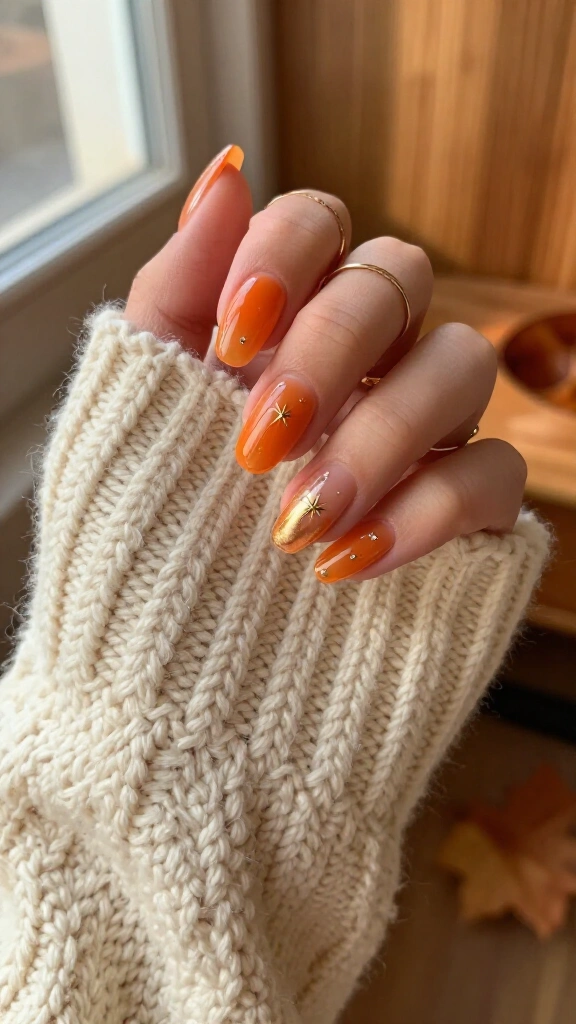 Sheer Jelly Orange with Starburst Accents