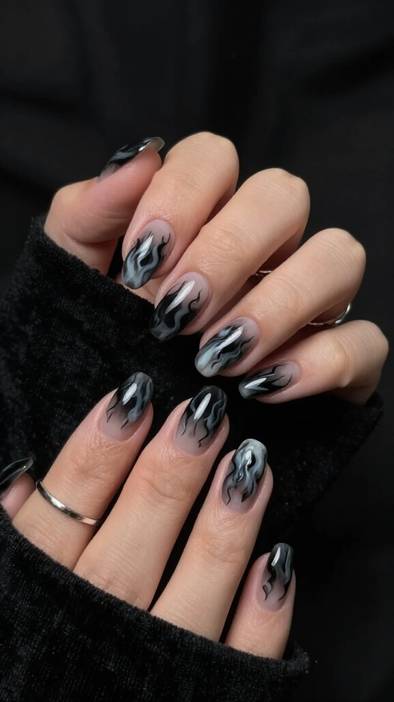 Smoky Quartz Flame Nails