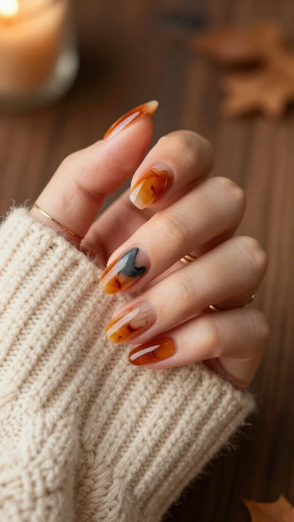 Abstract Marbled Amber & Smoke