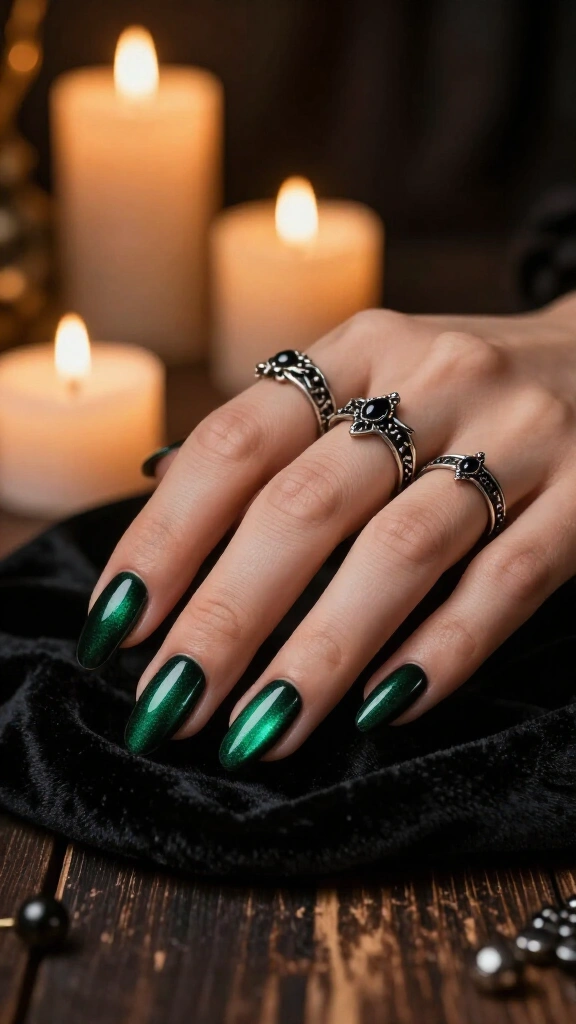 Deep Emerald Velvet Cat-Eye